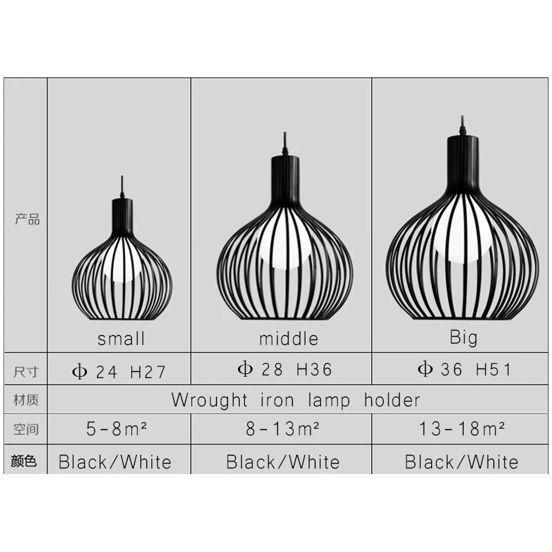 

Pendant Lights Modern Vintage Style Black/White Color LED E27 Lamp For Dinning Room Bedside Coffee Shop Living Room Decoration