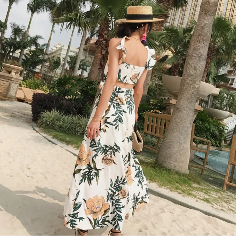 Женский Длинный пляжный сарафан в стиле бохо винтажный длинный пикантный с