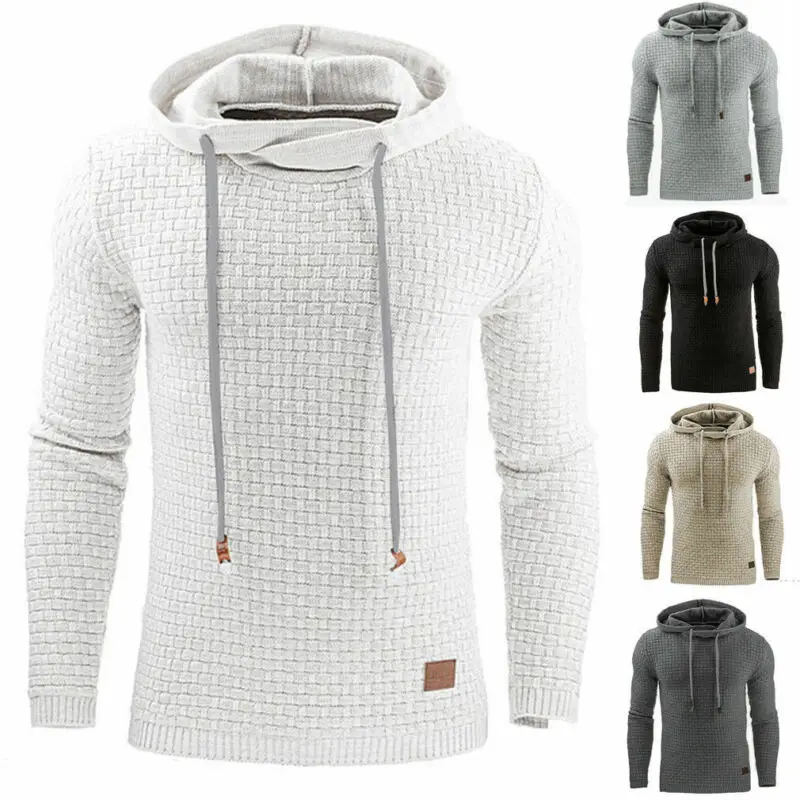 Мужская толстовка с длинным рукавом повседневный пуловер капюшоном размера плюс