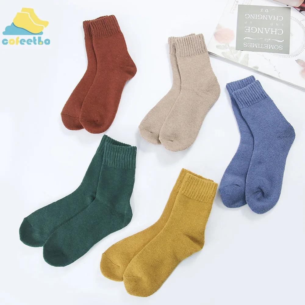 Женские толстые носки теплые однотонные с искусственным кроличьим мехом