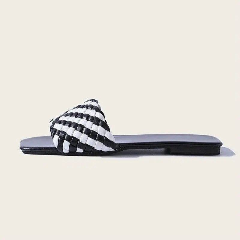 

Woman Sandals Braided Leather Designer Luxury Sandals Flip Flop Women High Quality Ladies Slippers Summer Shoes Sandalias 2021