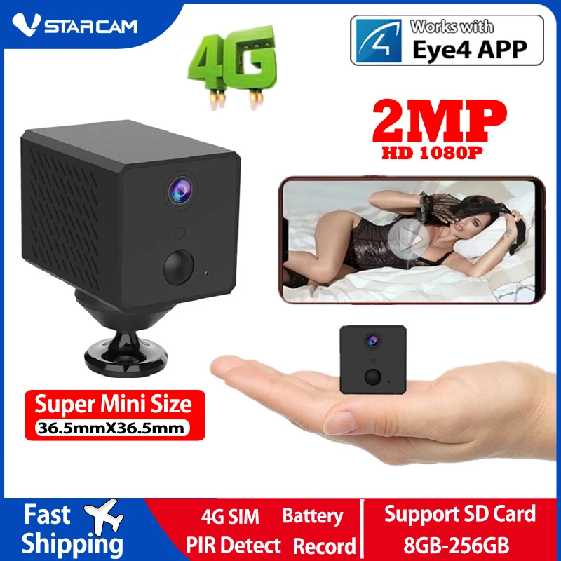 Мини-камера Vstarcam с аккумулятором 4G 1080P IP-камера 2600 мА · ч Wi-Fi ИК-камера ночного