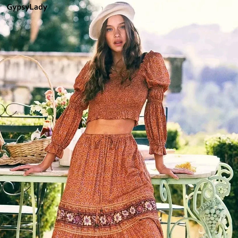 GypsyLady винтажная укороченная блузка с цветочным рисунком топ для отдыха