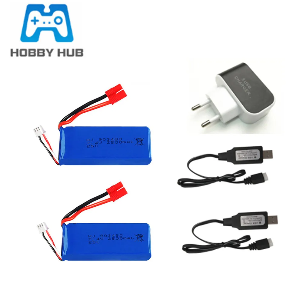 Литий-Полимерный Аккумулятор 7 4 В 2500 мАч и зарядное устройство 3USB для Syma X8C X8W X8G X8