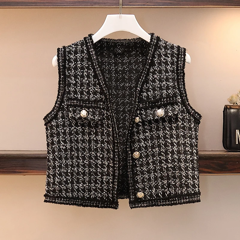 Женское элегантное платье размера плюс костюм с клетчатым жилетом и сетчатым