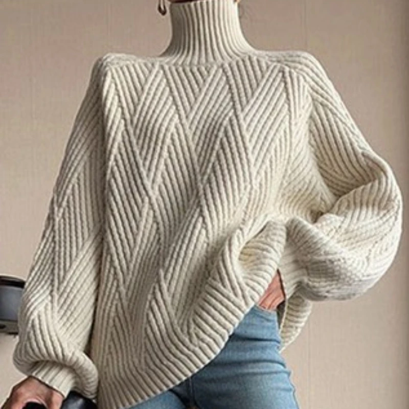 Autumn Winter Thick Turtleneck Sweater Women Knitted Oversized Pullover Blouse Long Sleeve Casual Jumper Soft Warm Femme Tops