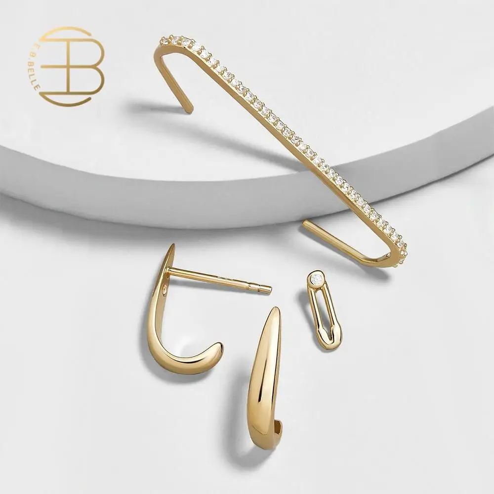 4 шт./компл. золотые геометрические серьги гвоздики Rhinstone защитный Шпилька