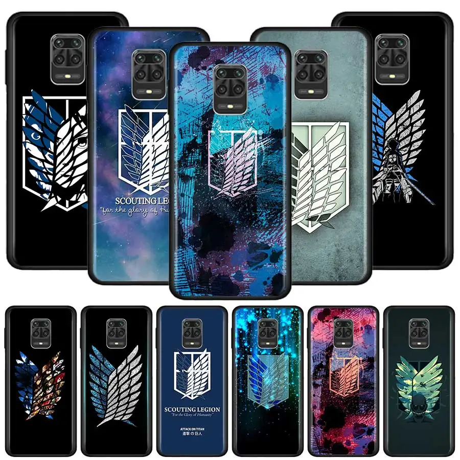 Silicone Case For Xiaomi Redmi Note 11 10 9 9S 8T 8 Pro 10S 9A 9C 9T 11S K50 Soft TPU Back Cover Phone Bag Attack On Titan Logo