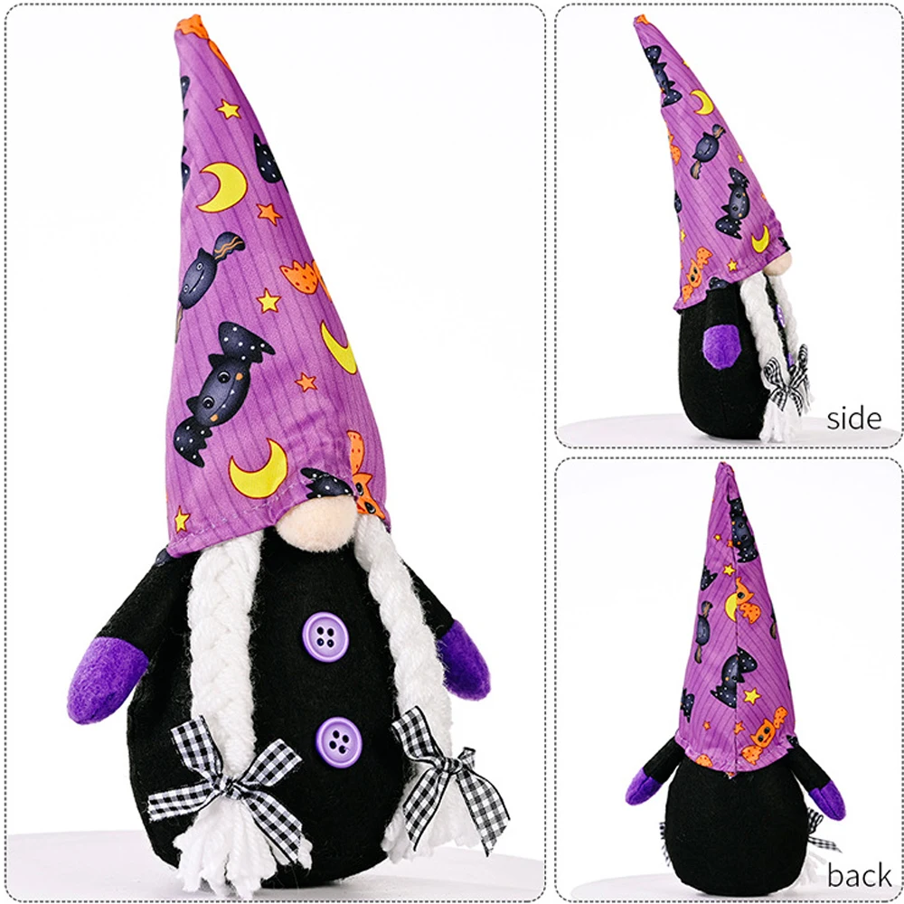 

Halloween Dwarf Decor Beard And Braids Faceless Doll Gnome Plush Toy Festival Gift Black Witch Diy Party Prop Party Supplies
