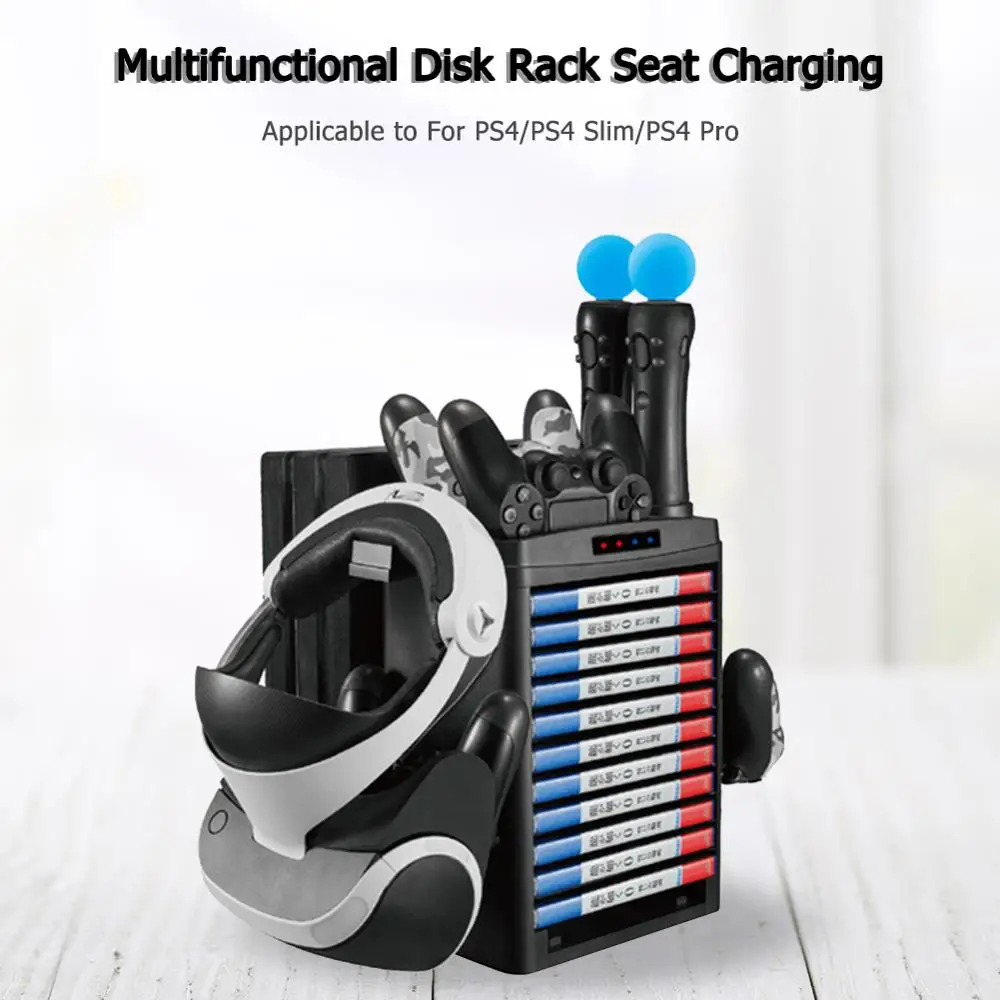 Вертикальное зарядное устройство в виде дисковой башни для PS4/ PS4 Slim/ Pro