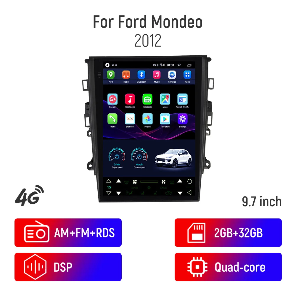 

Car Radio Multimedia Navigatio Video Player For Ford Mondeo 2012 Tesla style Vertical Screen Stereo No 2 din Android 10