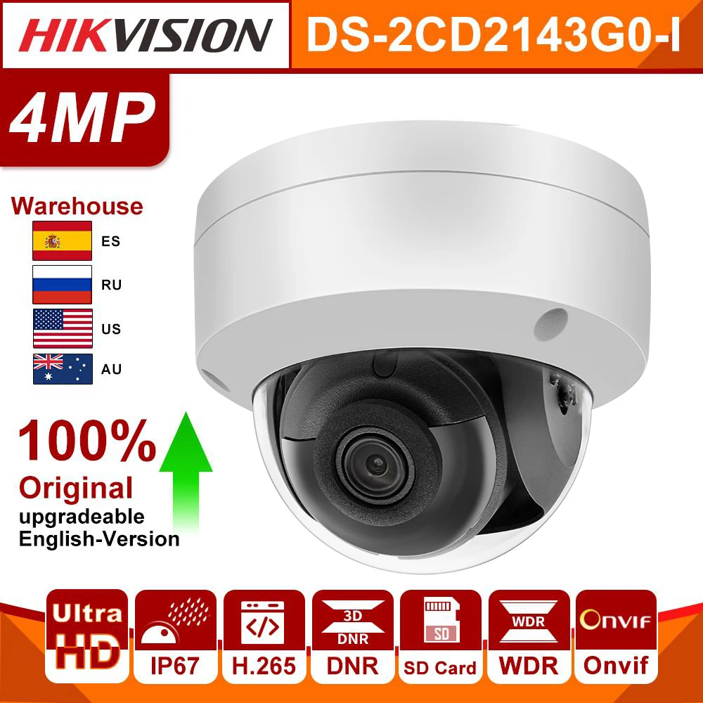 Hikvision DS 2CD2143G0 I 4mp H.265 POE ip камера безопасности ИК Фиксированная купольная сетевая