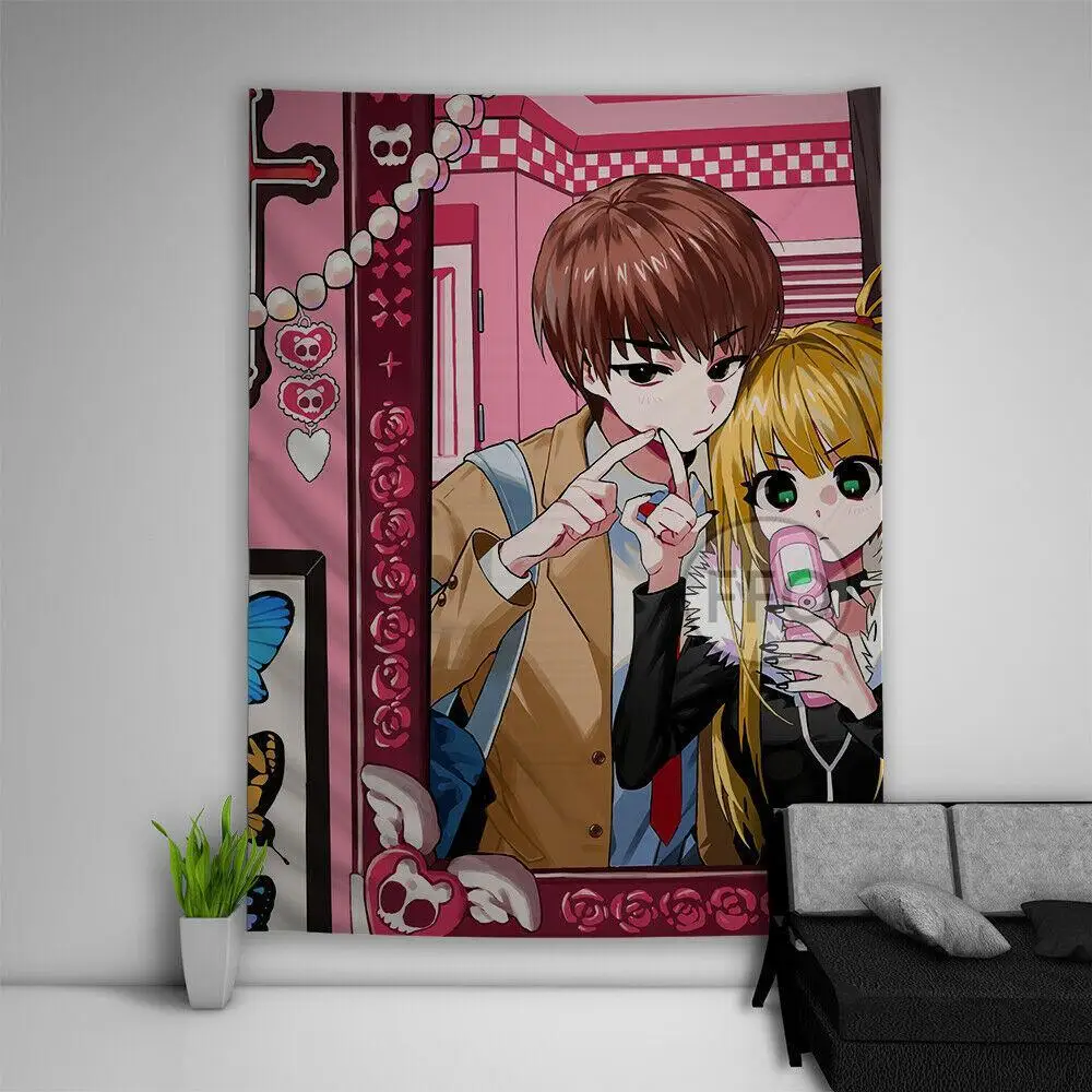 Японское аниме гобелен на стену кавайный Декор для комнаты полиэстер эстетика