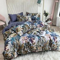 pure egyptian cotton bedding set tropical leaves flowers duvet cover set silky soft queen king bed sheet quilt cover pillowcases