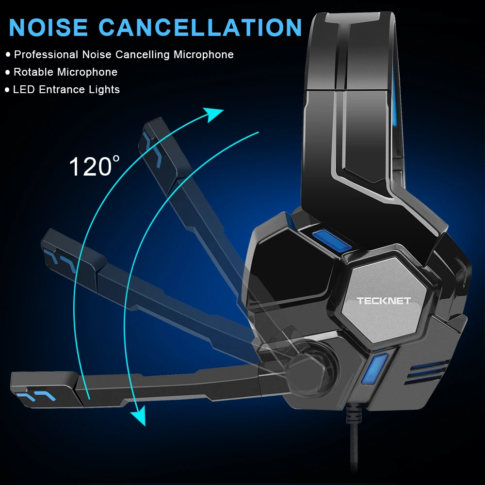 TeckNet игровая гарнитура наушники 3dstereo звук проводные с микрофоном для PS4 телефон