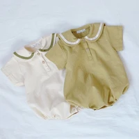 3748 newborn baby bodysuit all match baby one piece suit turn down collar cute girls boys romper summer sweet baby outfits