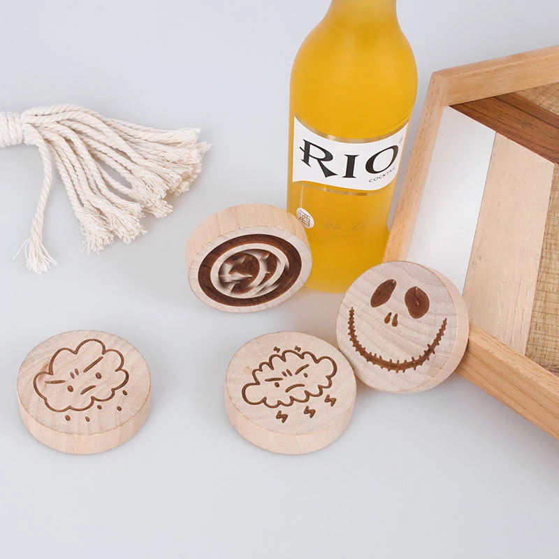 5PC Wood Round Fridge Magnet Refrigerator Bottles Beer Opener Creative Stick Drawing Wooden Magnets Decor|Магниты на холодильник|
