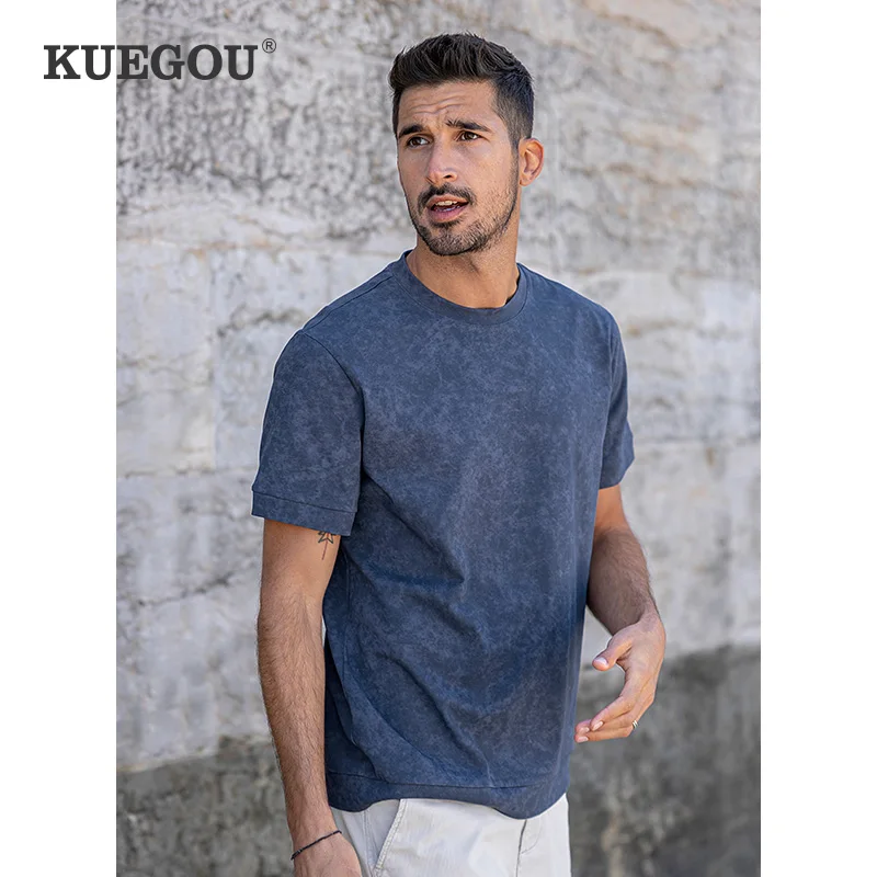 Мужская Винтажная Футболка KUEGOU черная футболка в стиле ретро выполненная из 2021