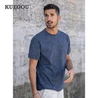 Мужская Винтажная Футболка KUEGOU, черная футболка в стиле ретро, выполненная из 2021 хлопка, с рисунком под масло, лето 100%