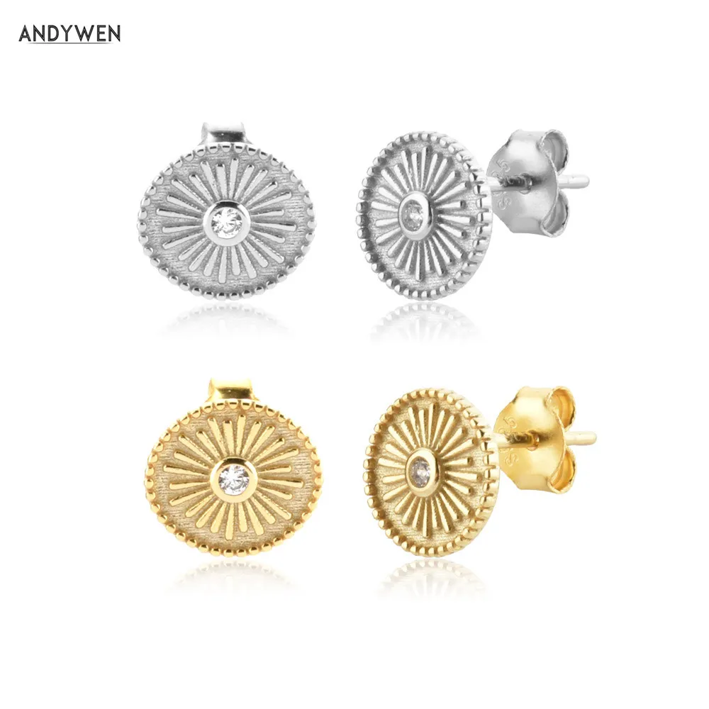 Серьги-гвоздики женские круглые из серебра 925 пробы