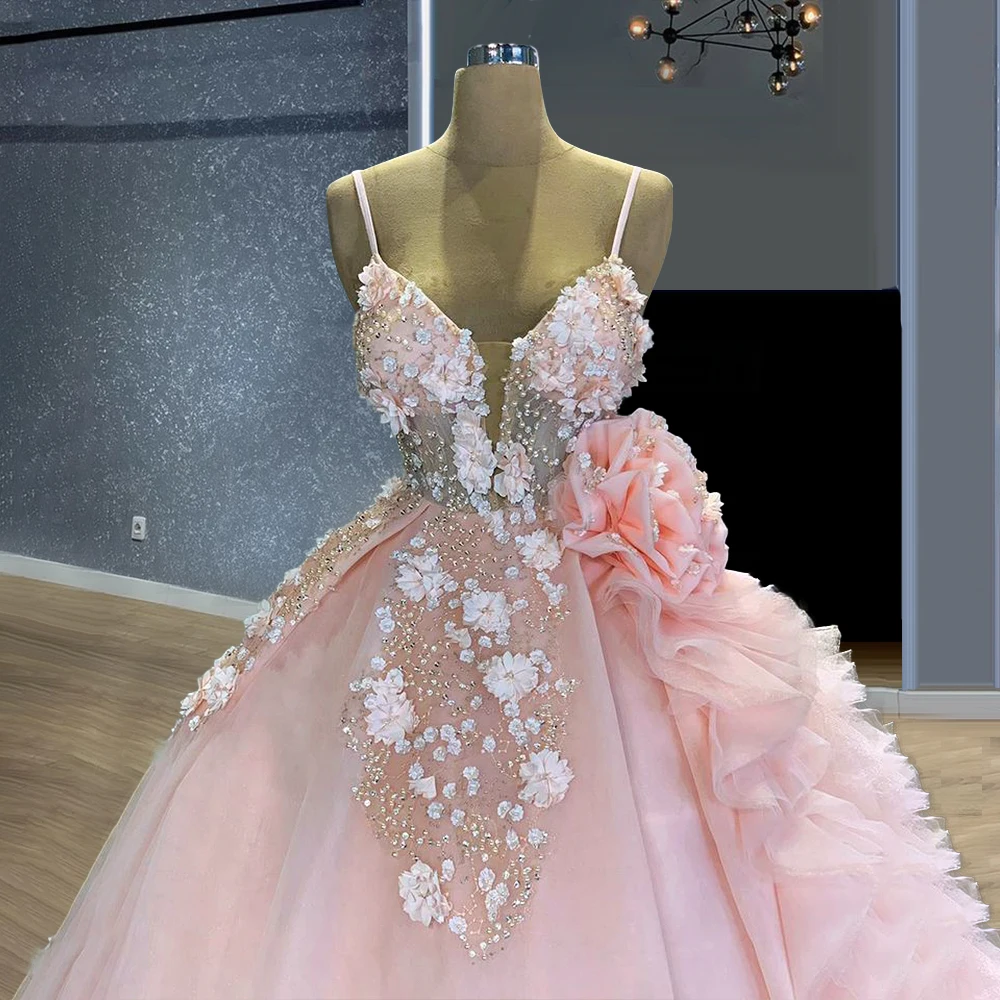 

PInk boda coleccin Vestido Novia Chic Civil Floral Wedding Dress A-line Floor Length Spaghetti StrapsOnline Shop China FOW33019