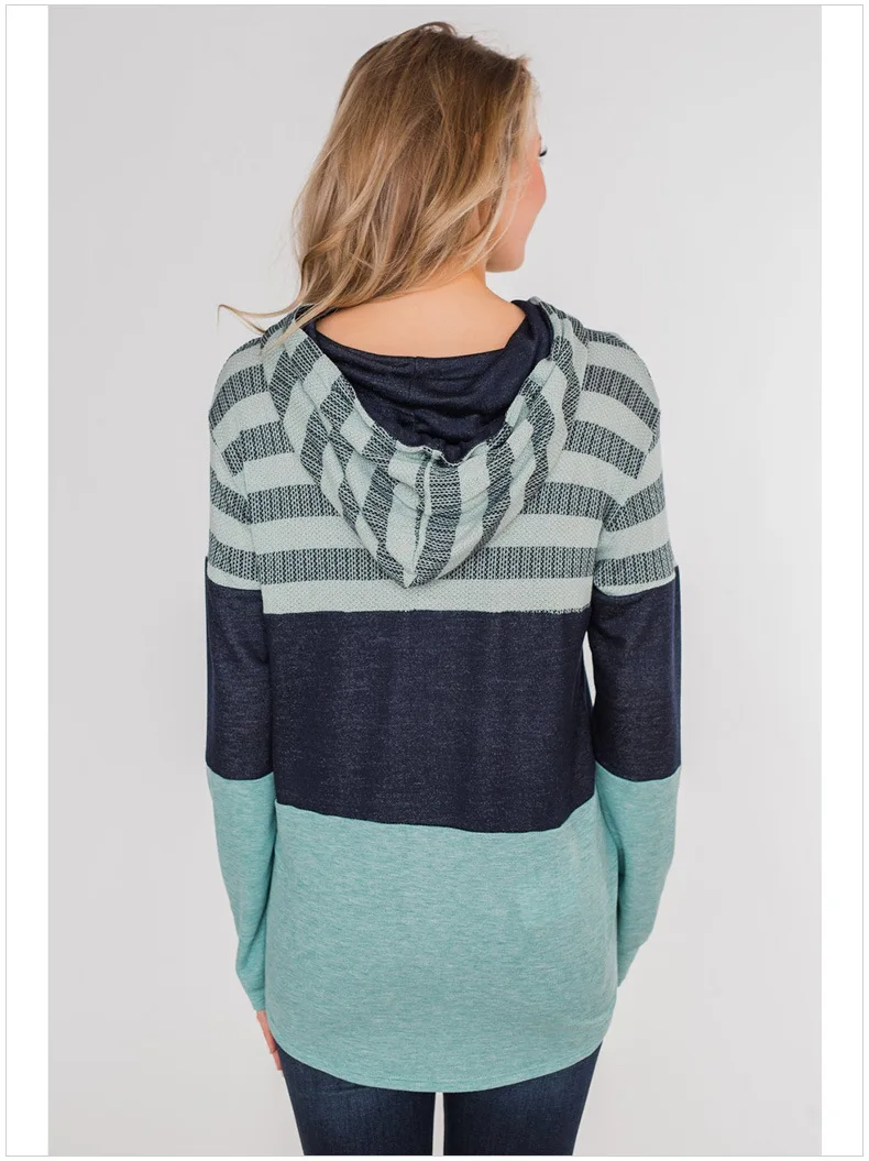 

2020 autumn European and American tops loose design hoodie pullover long sleeve contrast sweater