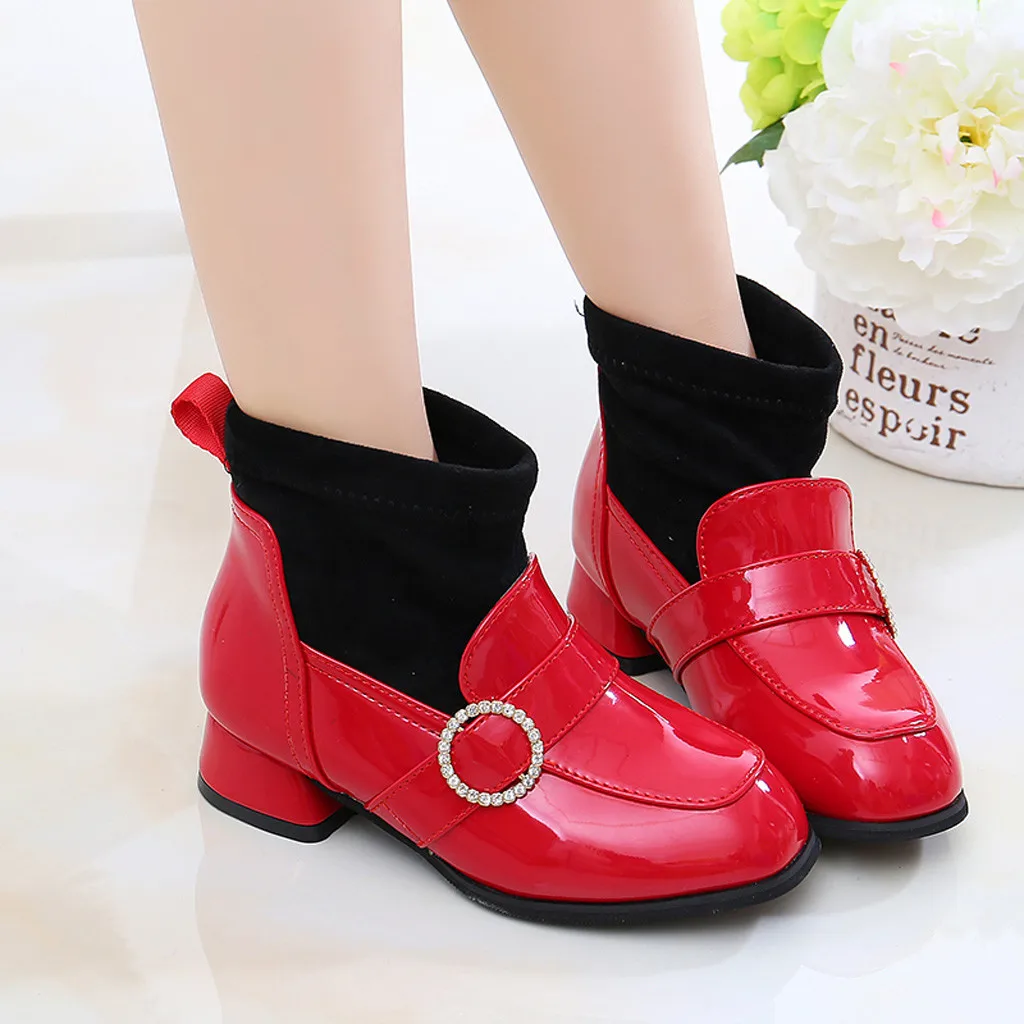 Розовые ботинки на низком каблуке для девочек зимняя обувь-носки малышей