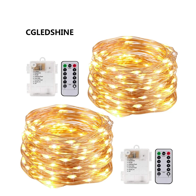 2 упаковки светодиодный гирляндой Батарея работает строки Водонепроницаемый 8