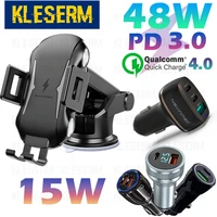 15W Wireless Car Charger Holder for Samsung Galaxy S20 S21 Ultra S10 Plus Car Induction Charger Mount for iPhone