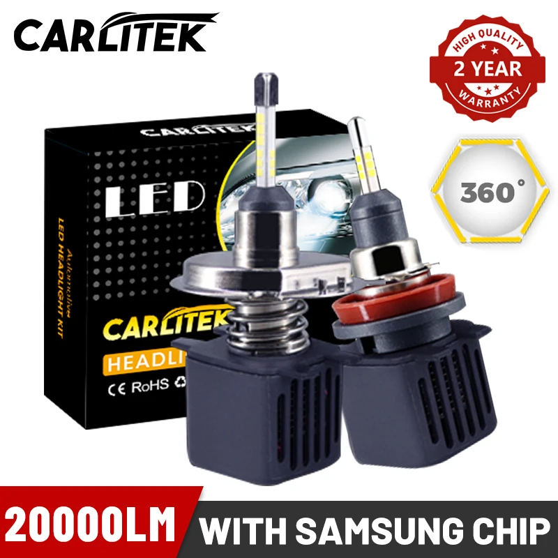 Carlitek H1 светодиодный H7 20000LM HB3 9005 HB4 H4 фары лампы 80 Вт H8 H9 H11 огни автомобиля 3D высокой