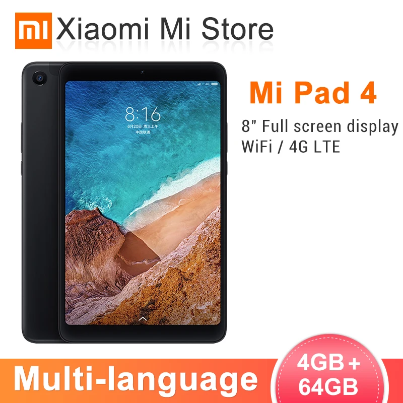 Xiaomi mi Pad 4 таблетки ПК 8,0 дюймов mi UI 10 Snapdragon 660 Восьмиядерный 32 ГБ/64 Гб 5.0MP+ 13.0MP задняя фронтальная камера двойной WiFi