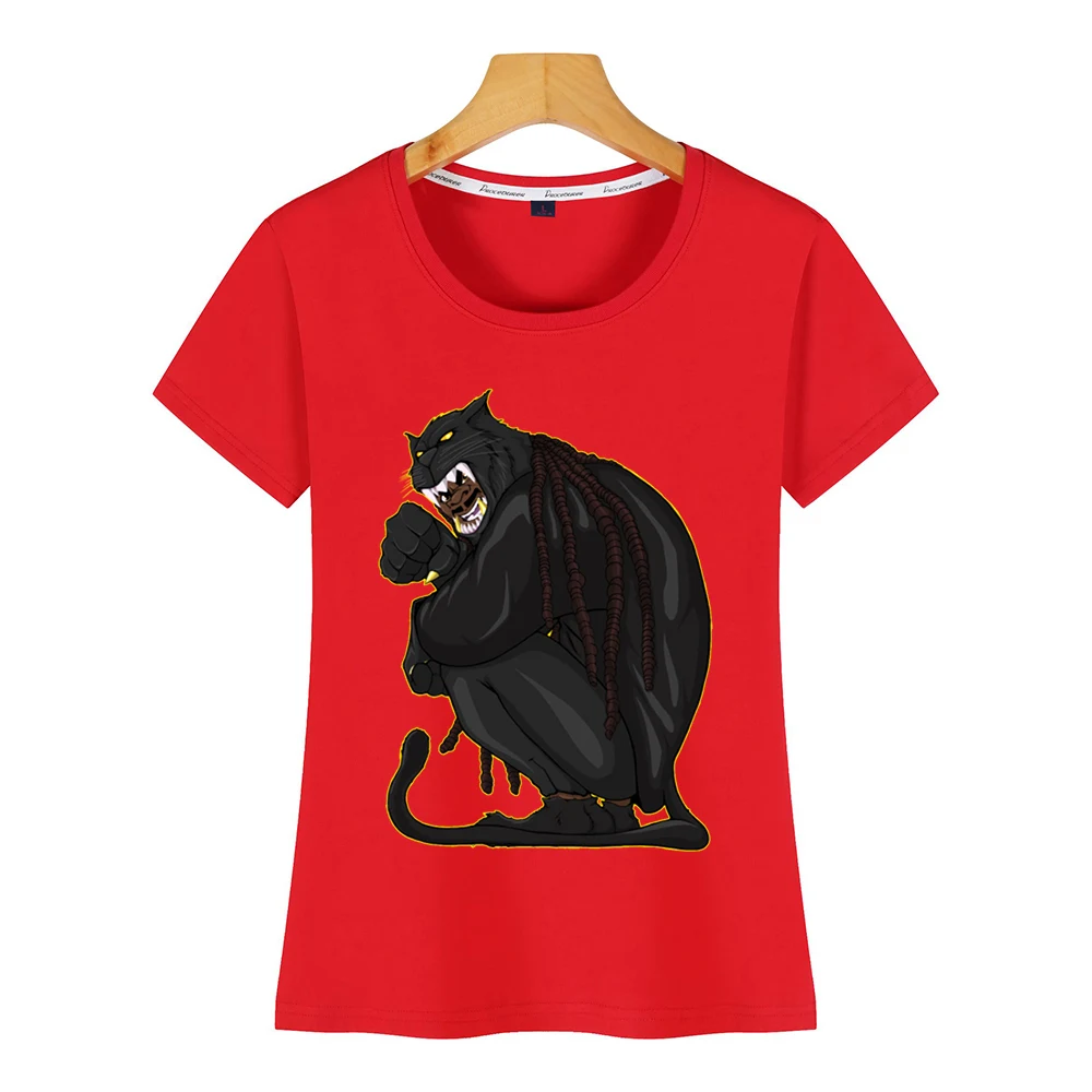 Топы Футболка женская пантера дизайн черный на заказ футболка | Женская одежда