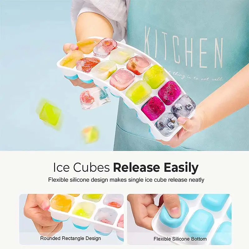 

Силиконовые формы для льда с 4 крышками, 14 ячеек