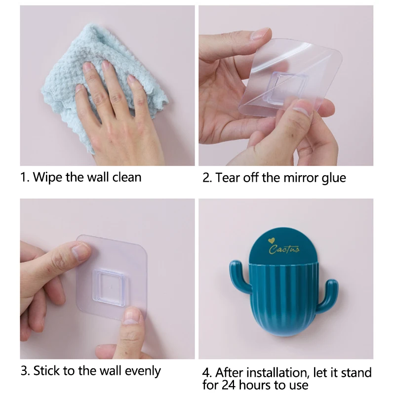 

Home Wall Self-adhesive Storage Rack Holder For Kitchen Bathroom Toothbrush Storage Wall-mounted Holder Bottom Hole Design Rack