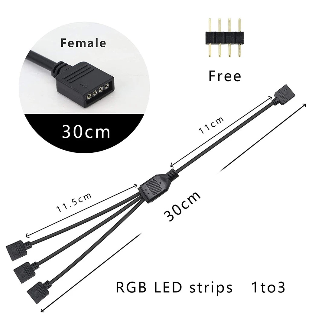 12V 4 PIN RGB Splitter Cable LED Strip Connector 4pin Male Female Extension for Computer Fan Motherboard | Обустройство дома