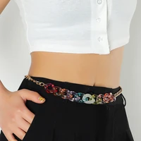 fashion candy color chain belt for women acrylic waist chain designer luxury brand female dress jeans decoration waistband