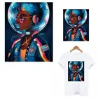 Space Afican девушка термальные наклейки на одежду своими руками моющиеся утюгом переводные наклейки для одежды модная девушка T-shrit аппликация