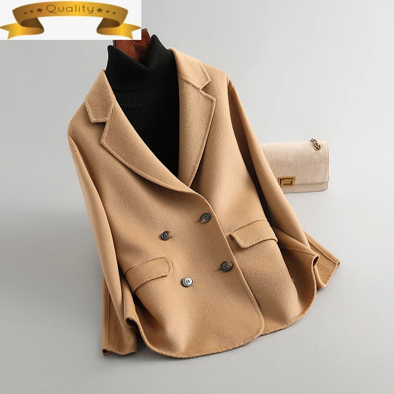 

Women Wool 100% Coat Autumn Spring Clothes Double Sided Korean Wool Jacket Womens Coats Manteau FemmeTLR3848 KJ7731