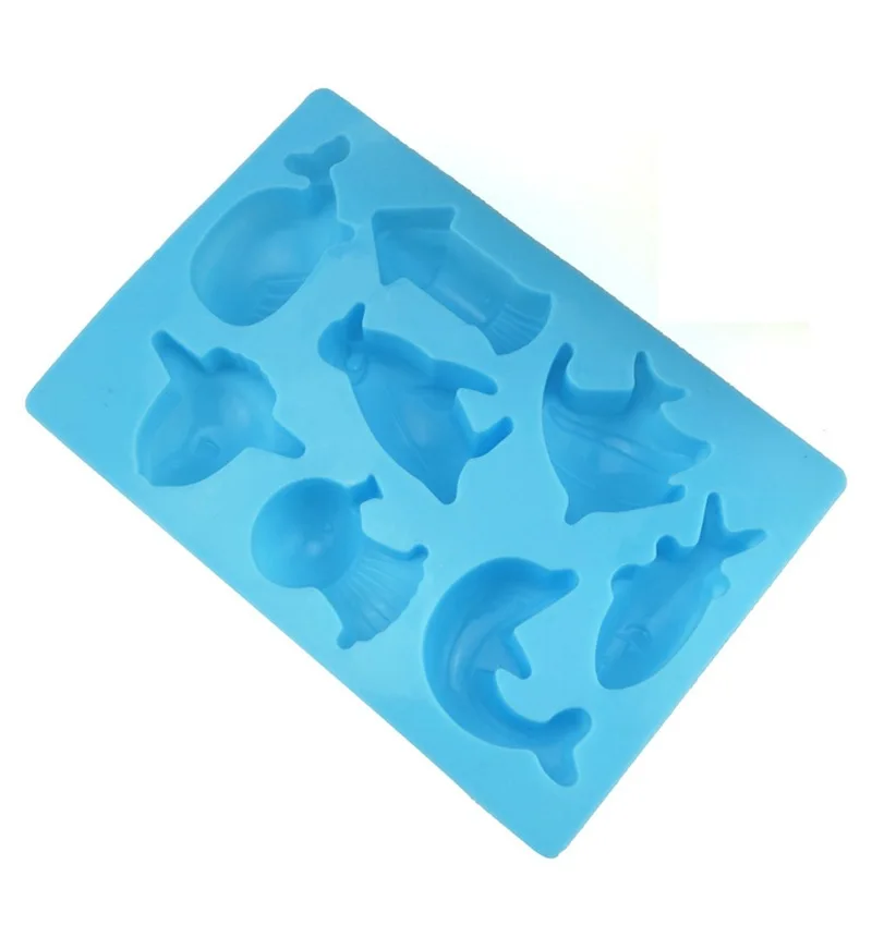 Бесплатная доставка 8 отверстий Кит дельфин рыба пингвин силиконовая форма для
