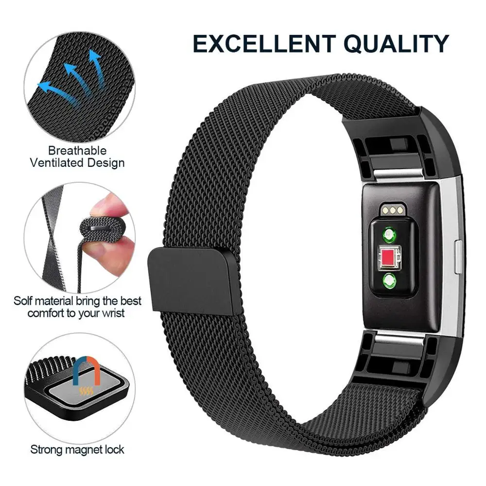 Совместим с 2 ремешками Fitbit Charge металлические сетчатые браслеты из нержавеющей