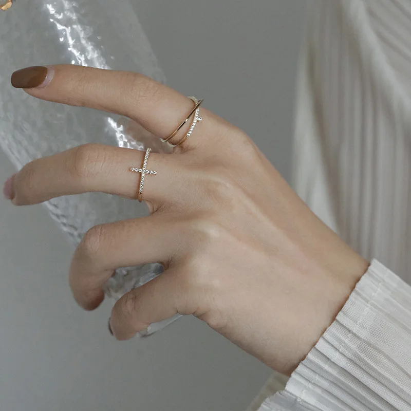 Универсальное модное кольцо с геометрическим крестом в гонконгском стиле для