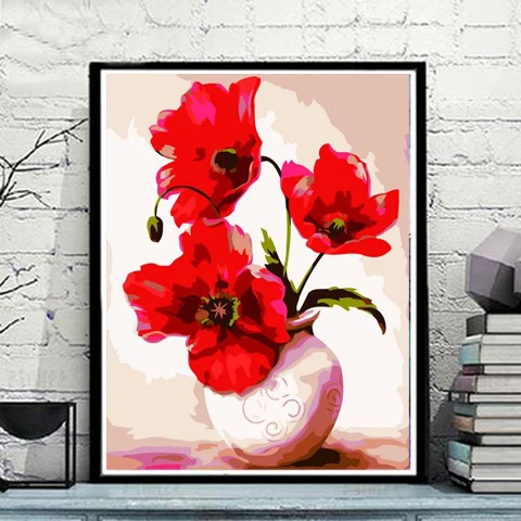 DIY картина маслом по номерам цветы картины холст живопись для гостиной стены