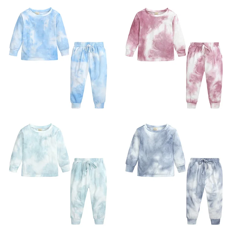 

Long Johns Autumn Winter Kids Pyjamas Tie Dye Boys Clothes Lounge Girls Sleepwear Children Clothes Unisex Pyjamas infantil Suit