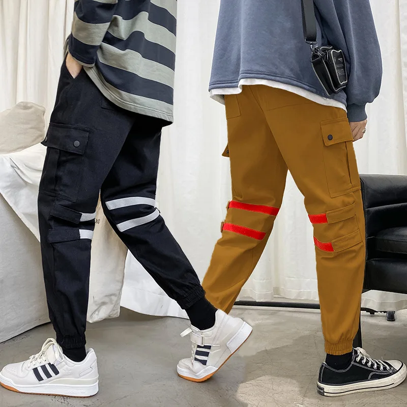 

Лоскутные карманы Карго шаровары Jogger Брюки Мужская хип-хоп мода повседневные спортивные брюки уличная Harajuku хипстерские спортивные штаны