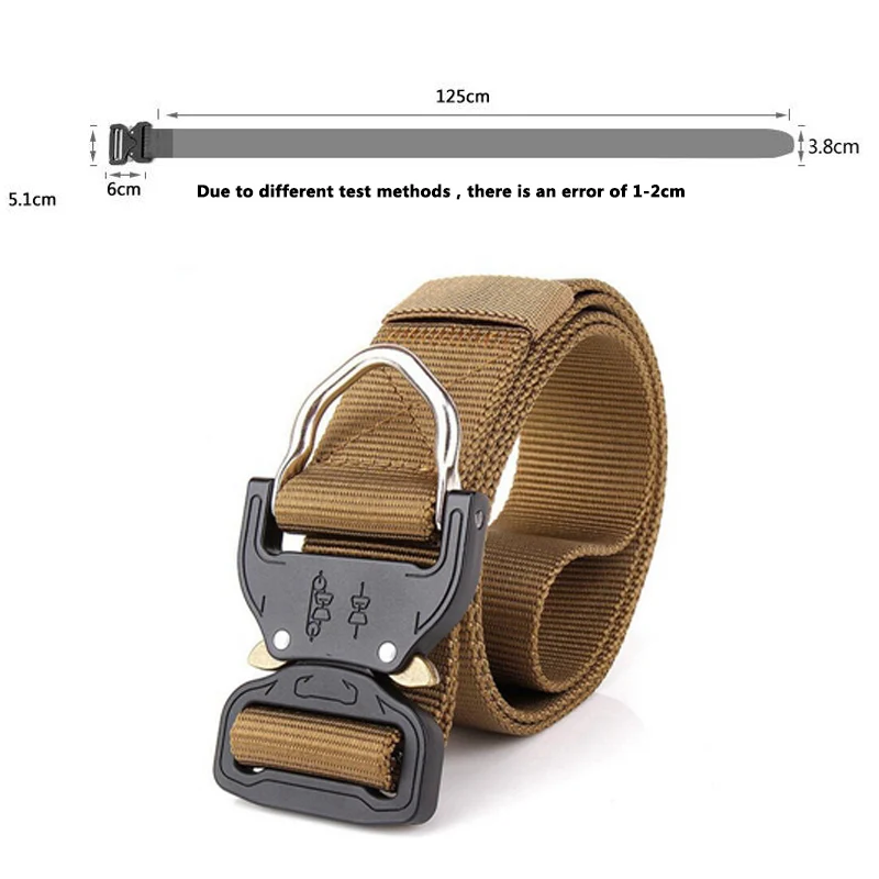 

Tactical Military 125cm Men's Belts Nylon Adjustable Outdoor Metal Buckle Belt Police Heavy Duty Training Hunting Belt Wide 4cm
