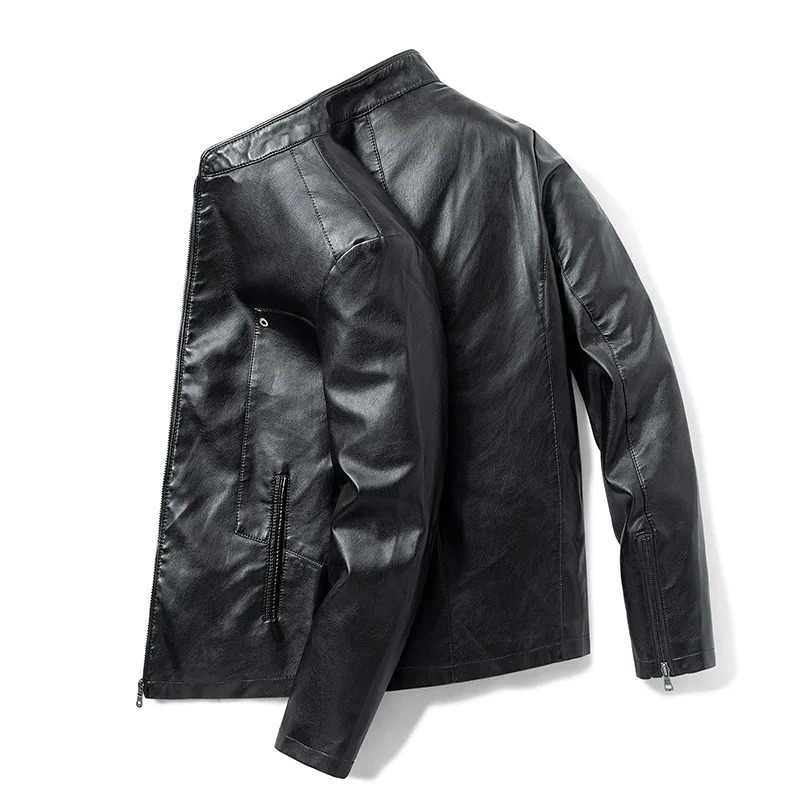 

Men's leather clothes popular 2021 youth jacket slim fashion PU leather jacket youth handsome slim stand collar jacket men