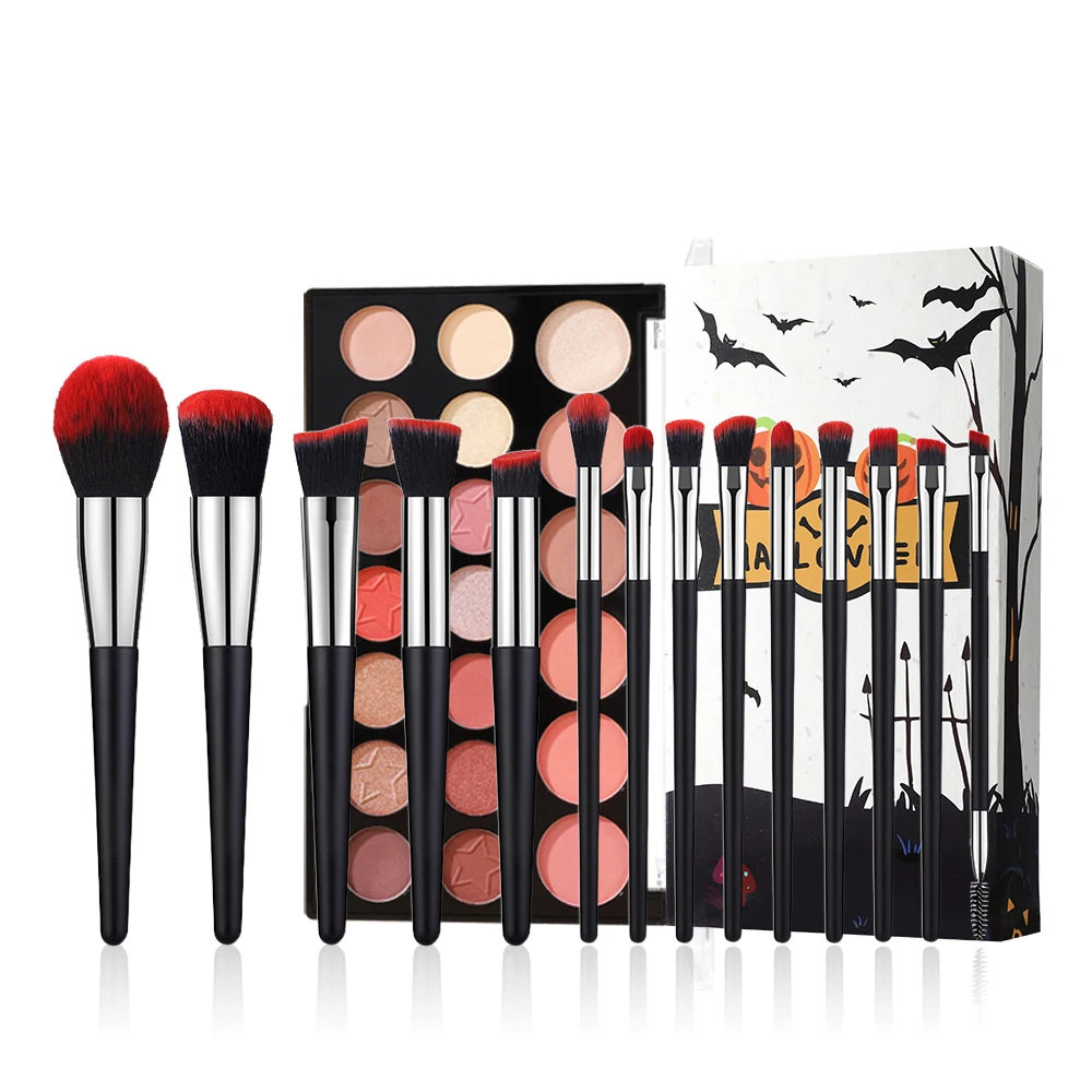 

BANFI Halloween Makeup Brushes Set A Full Set of 18 Colors Eyeshadow Palette Masquerade Props Halloween Beauty Costume Gift Tool