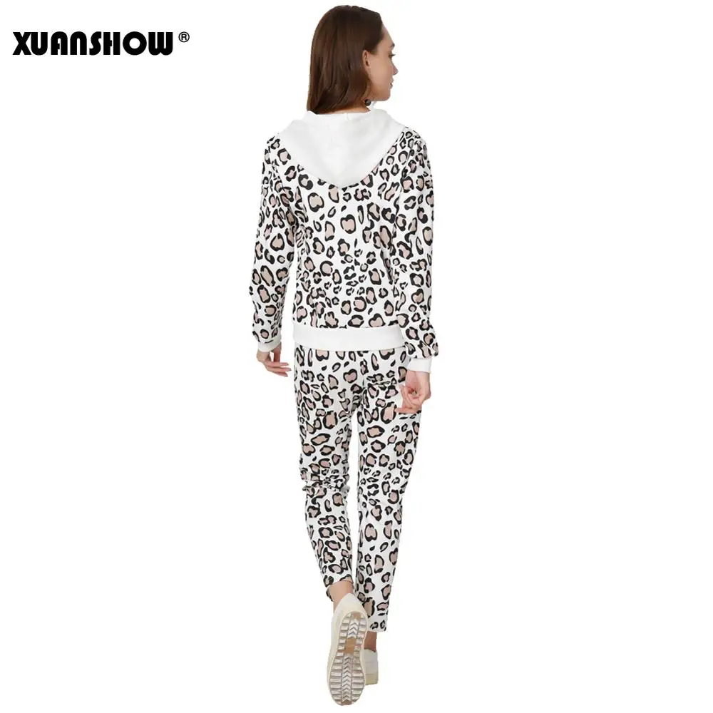 XUANSHOW 2019 Спортивный костюм женский осень мода леопард Распечатать Куртка с