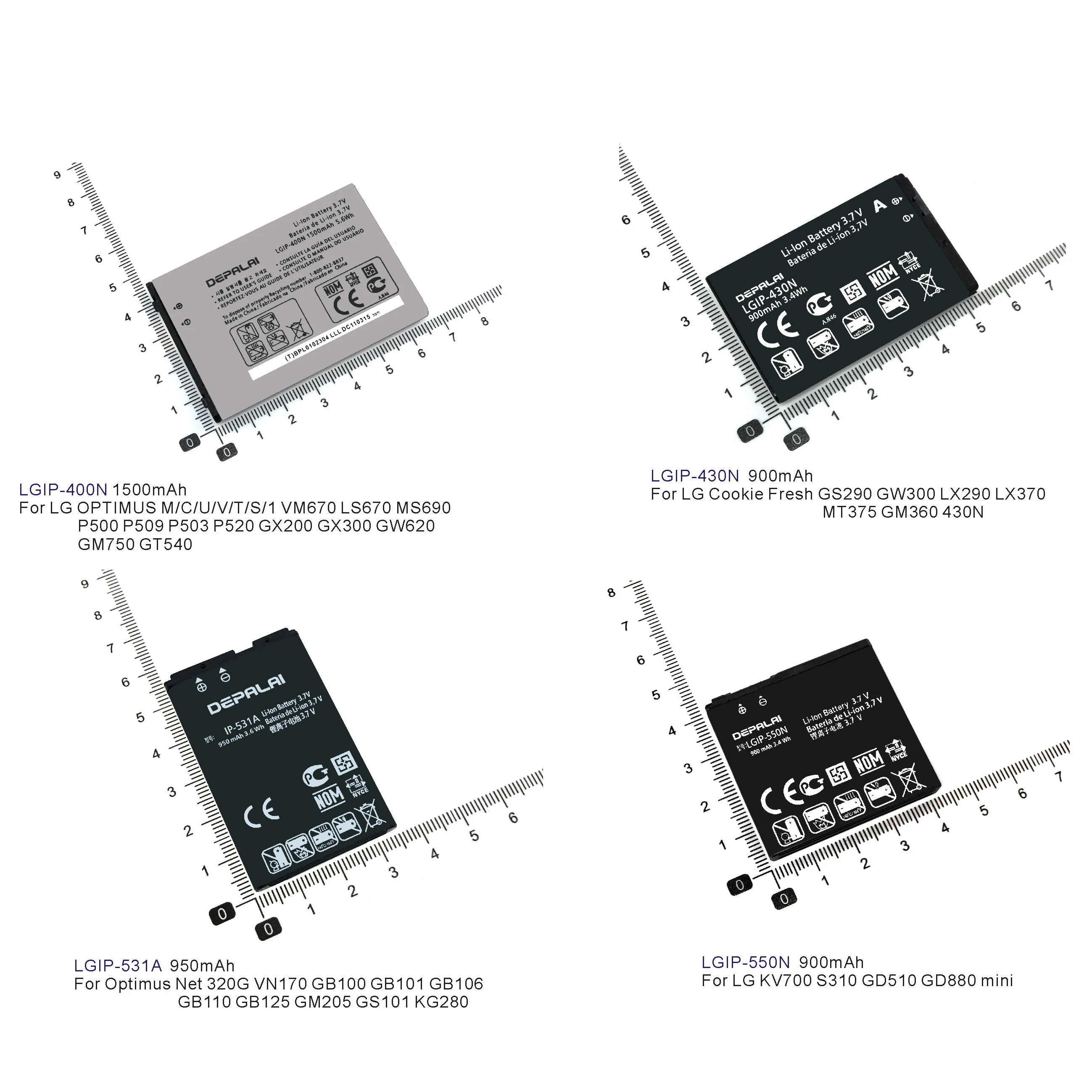 LGIP 400N 430N 531A 550N батарея для LG Optimus VM670 690 P500 GS290 GW300 320G VN170 GB100 101 KV700 S310 GD510|Аккумуляторы