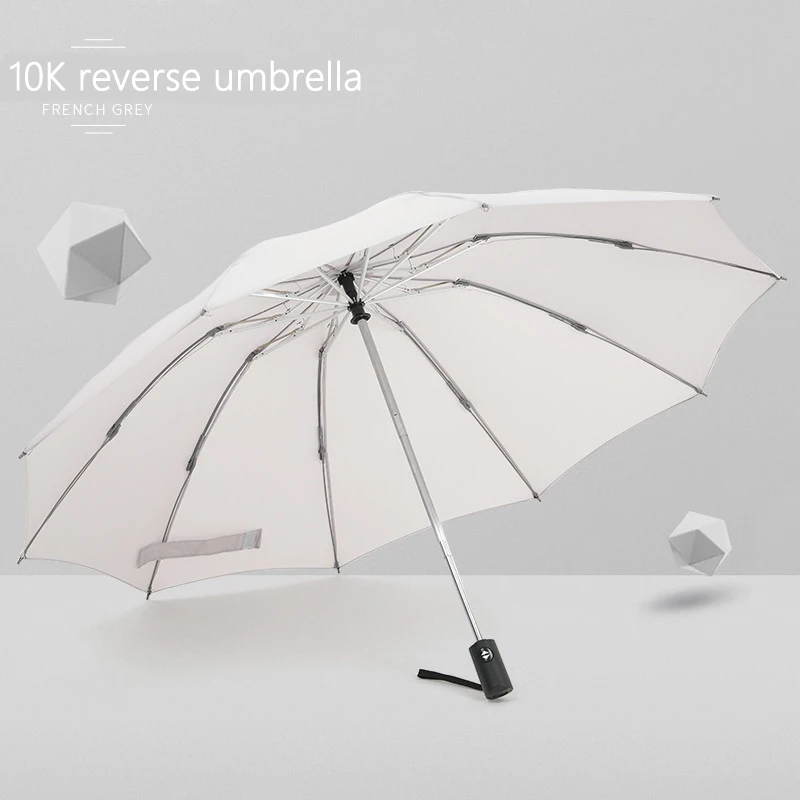 10k-Gray Бизнес-зонт, мужские черные ветрозащитные 10K Автоматические Складные складные зонты с обратным отражением, женский зонт для гольфа, идеи подарка - Цвет: 10k-Gray